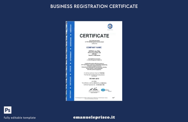 modello di certificato di registrazione della Macedonia in stile verificato